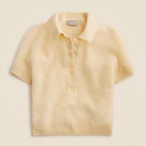JCrew Brushed Cashmere Polo Sweater in Butter Yellow. Size XS